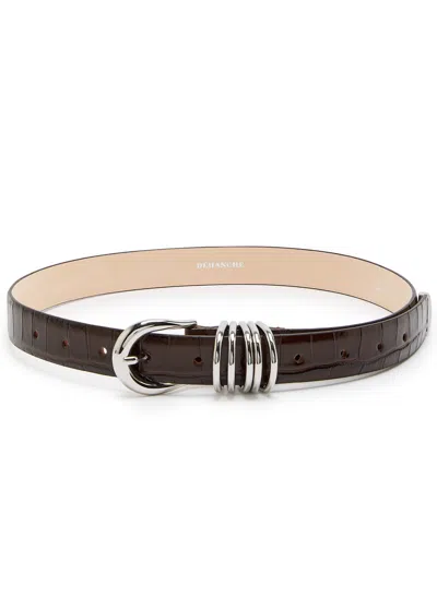 Dehanche Hollyhock Crocodile-effect Leather Belt In Brown