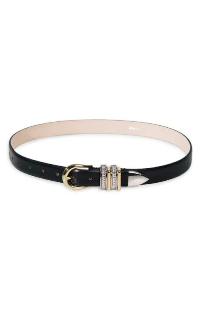Dehanche Déhanche Hollyhock Crystal Leather Belt In Black/gold/silver