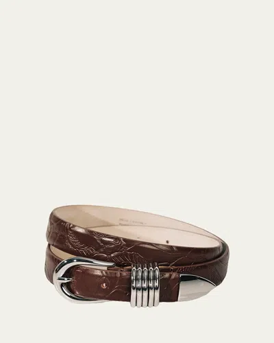 Dehanche Hollyhock Embossed Leather Belt