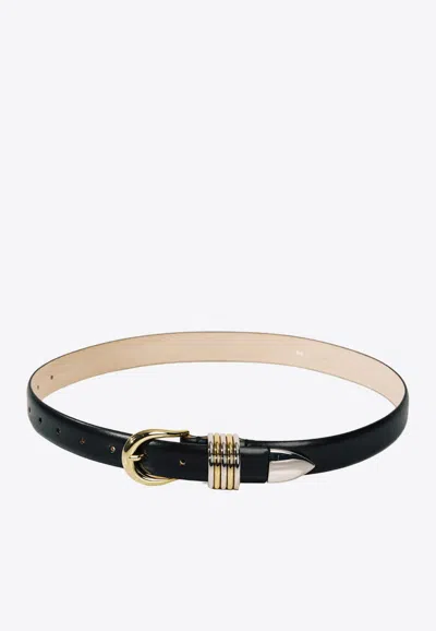Dehanche Hollyhock Leather And Mixed Metal Belt In Black