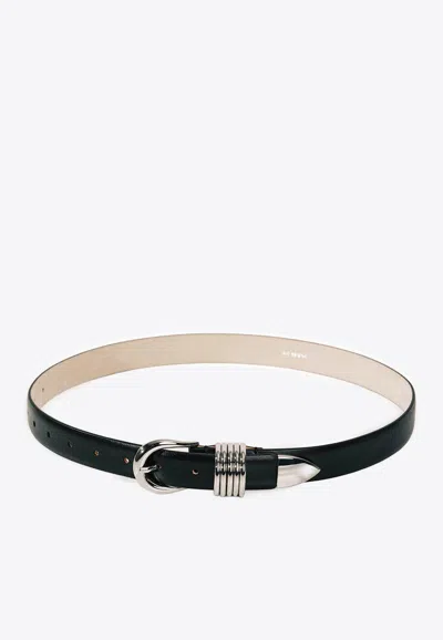 Dehanche Hollyhock Leather And Silver Belt In Black