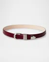 Dehanche Hollyhock Silver-buckle Calf-leather Belt In Bordeaux Silver