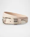 Dehanche Hollyhock Leather Belt In Ivory Silver
