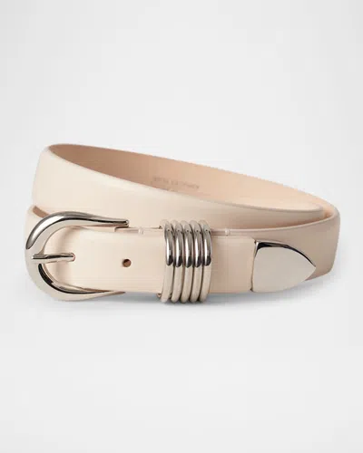 Dehanche Hollyhock Leather Belt In Ivory Silver