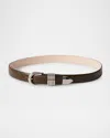 Dehanche Hollyhock Leather Belt In Khaki Green