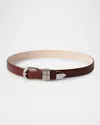 Dehanche Hollyhock Silver-buckle Calf-leather Belt In Burgundy