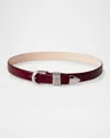 Dehanche Hollyhock Silver-buckle Calf-leather Belt In Pomegranate Silver