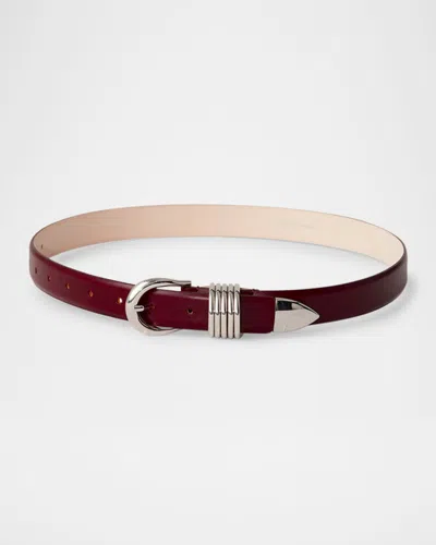 Dehanche Hollyhock Leather Belt In Pomegranate Silver