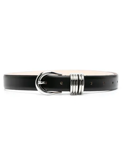 Dehanche Hollyhock Leather Belt In Black Silver