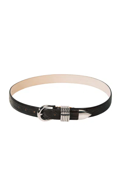 Dehanche Déhanche Hollyhock Lizard-effect Leather Belt In Black