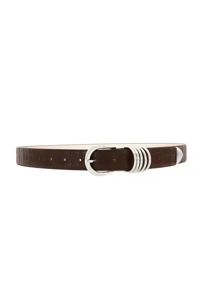 Dehanche Hollyhock Men's Leather Belt In Dark Brown Alligator & Silver