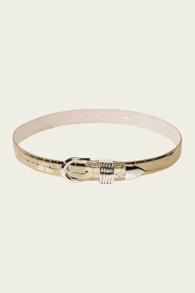 Dehanche Hollyhock Mirror Croco Belt In Gold Croco