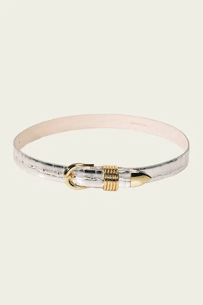 Dehanche Hollyhock Mirror Croco Belt In Silver Croco
