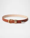 Dehanche Hollyhock Mix Metal Leather Belt In Terre Silver Gold
