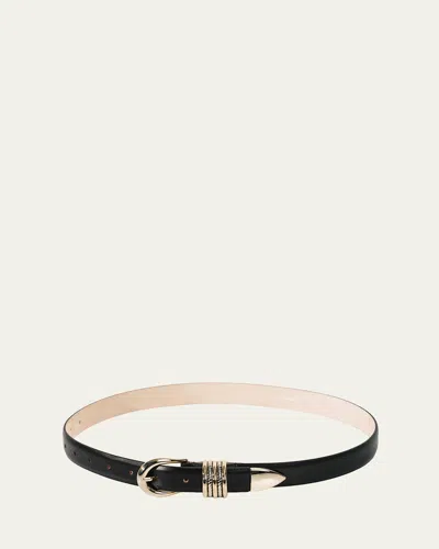 Dehanche Hollyhock Mixed Metal Leather Belt In Black/mixed Metal