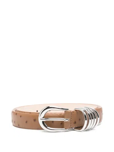 Dehanche Hollyhock Ostrich-embossed Belt In Brown