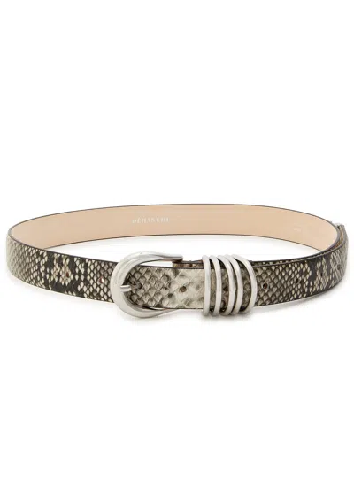 Dehanche Hollyhock Snake-effect Leather Belt In White