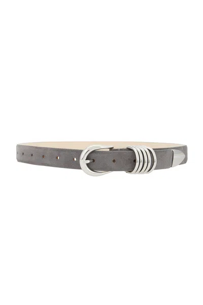 Dehanche Hollyhock Suede Belt In Fog Suede & Silver