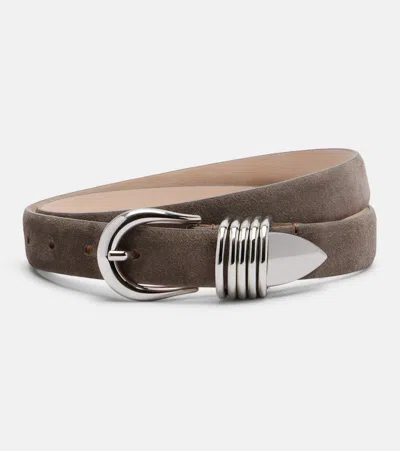 Dehanche Hollyhock Suede Belt In Chocolate Silver