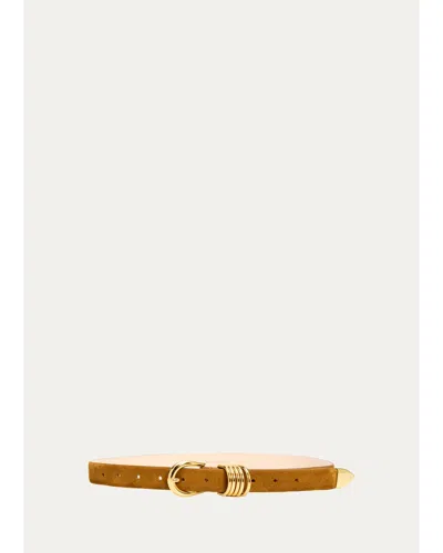 Dehanche Hollyhock Suede Belt In Ochre  Gold