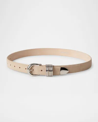 Dehanche Hollyhock Suede Belt In Papyrus Silver
