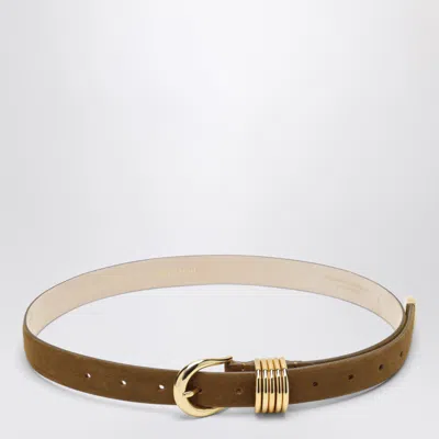 Dehanche Déhanche Hollyhock Suede Belt With Gold-tone Hardware In Brown