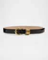 Dehanche Hollyhock Triple Wrap Calf Leather Medium Belt In Black Gold