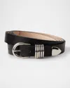 Dehanche Hollyhock Leather Belt In Black Silver