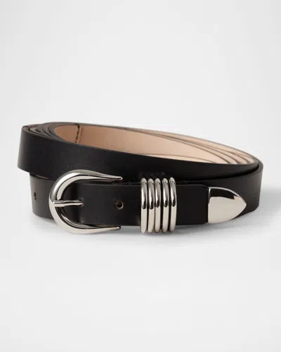 Dehanche Hollyhock Triple Wrap Calf Leather Medium Belt In Black/silver