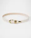 Dehanche Hollyhock Triple Wrap Calf Leather Medium Belt In Ivory/silver/gold