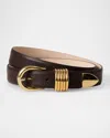 Dehanche Hollyhock Triple Wrap Calf Leather Medium Belt In Tobacco Gold