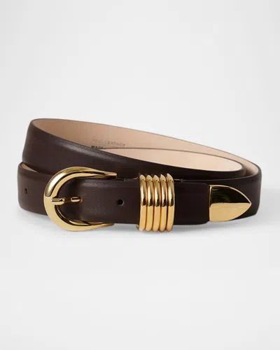 Dehanche Hollyhock Triple Wrap Calf Leather Medium Belt In Tobacco Gold