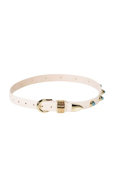 Dehanche Déhanche Hollyhock Turquoise Leather Belt In Orange