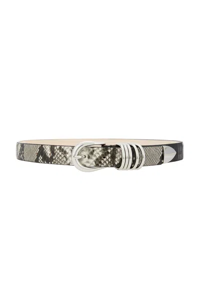 Dehanche Hollyhock Two Tone Exotic Belt In Ivory Brown Snake  Black Croco  & Silver