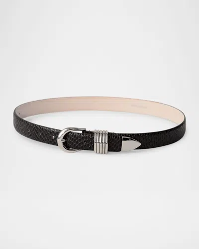 Dehanche Hollyhock Viper-print Leather Belt In Black Viper Silver