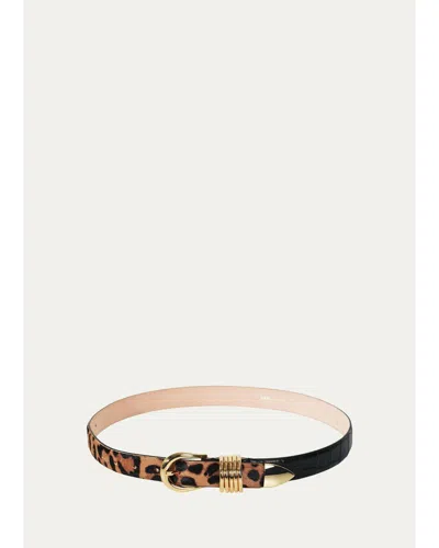 Dehanche Hollyhock Zebra-print Calf Hair Belt In Brown