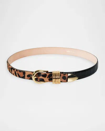 Dehanche Hollyhock Zebra-print Calf Hair Belt In Dark Jaguar