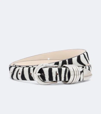 Dehanche Déhanche Hollyhock Zebra-print Calf Hair Belt In Black