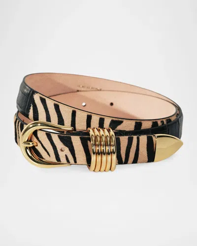 Dehanche Hollyhock Zebra-print Calf Hair Belt In Multi