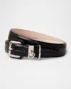 Dehanche Jolinard Crocodile Textured Leather Belt In Black Croco Silver