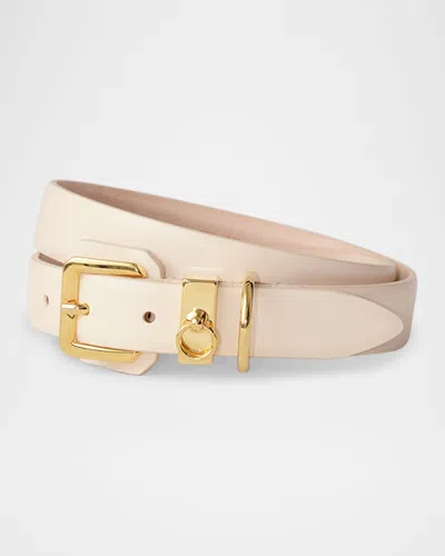 Dehanche Jolinard Leather Belt In Ivory/gold