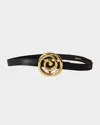 Dehanche Koru Skinny Leather Belt In Black Gold