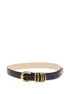 Dehanche Hollyhock Triple Wrap Calf Leather Medium Belt In Black