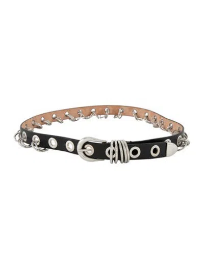 Pre-owned Dehanche Leather Chain-link Belt In Black