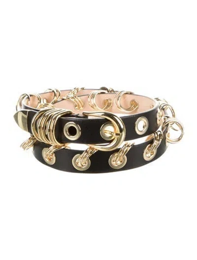 Pre-owned Dehanche Leather Cutout Accent Belt In Black