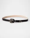 Dehanche Leather Belt In Black Onyx Inlay Silver