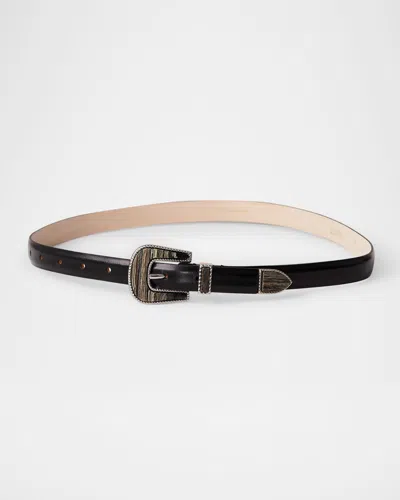DEHANCHE LEATHER TRAVERTINE-TRIM BELT