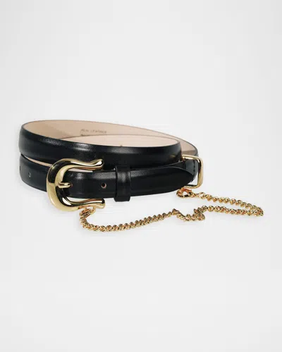 Dehanche Luzia Chain-embellished Leather Belt In Black Leather