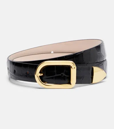 Dehanche Déhanche Mija Croc-effect Leather Belt In Black