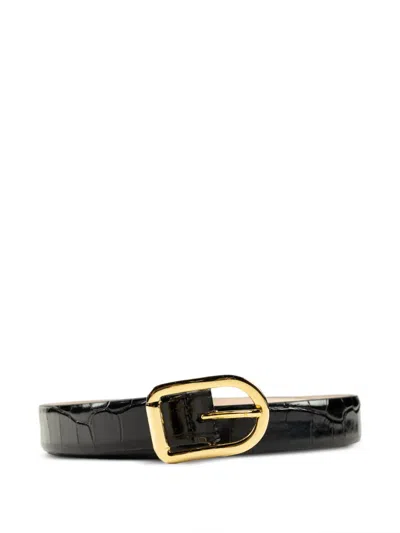 Dehanche Mija Croc-effect Leather Belt In Black